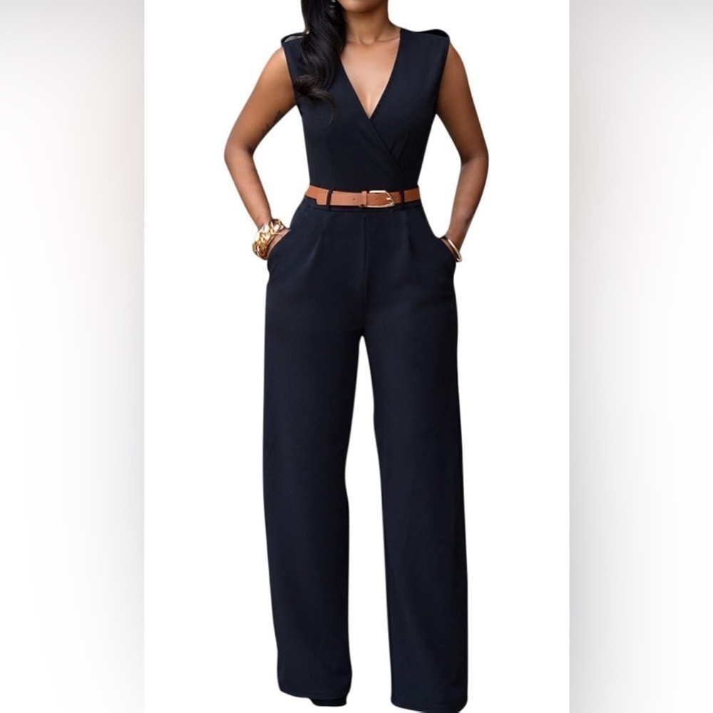 Adorable black jumpsuit with belt size medium